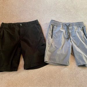 Mens black cargo & gray drawstring zipper pockets shorts lot 29 / 30 waist